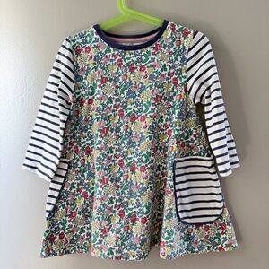 Mini Boden Floral and Striped Long Sleeve Dress